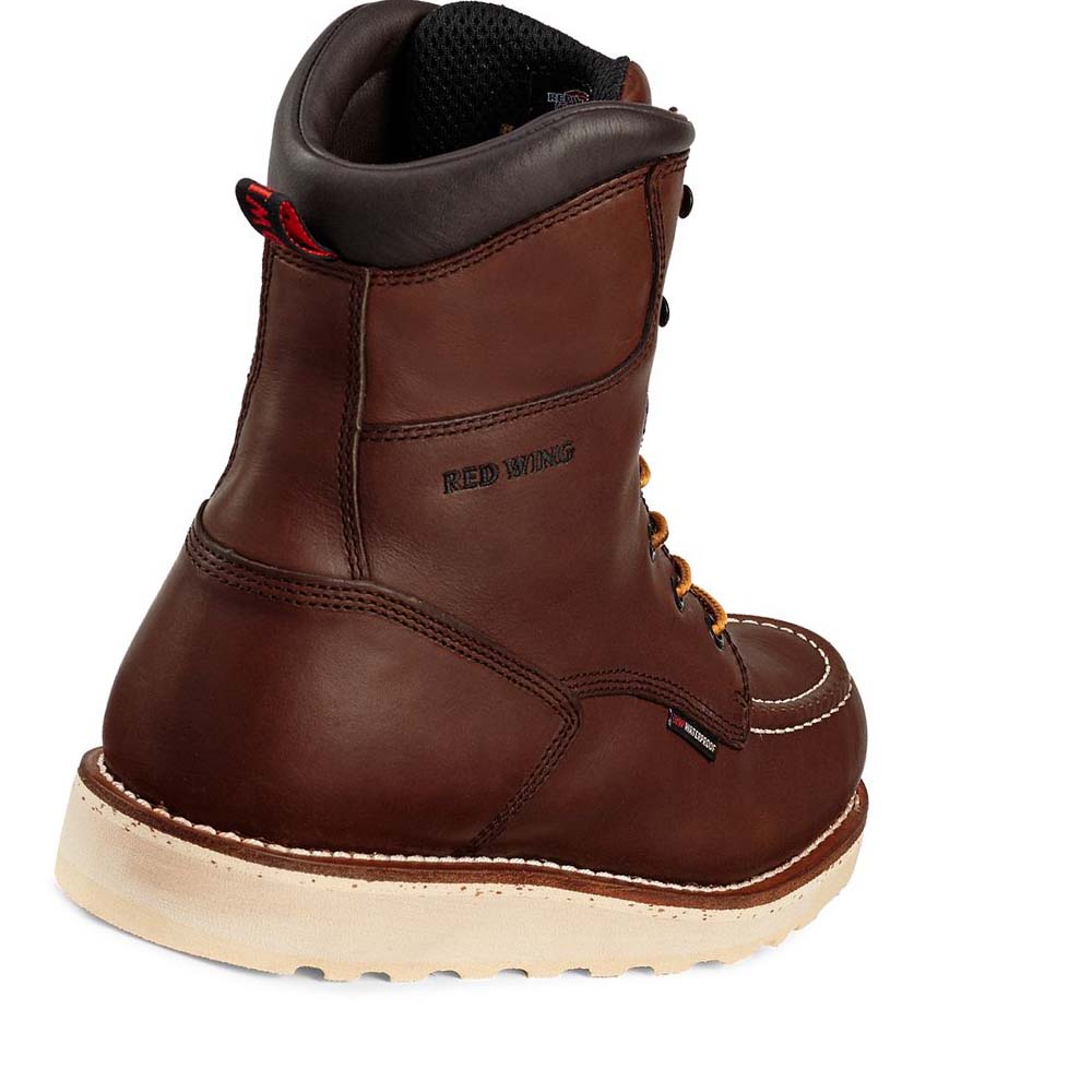 Red Wing Traction Tred 8-inch Sikkerheds Tå Vandtætte Støvler Herre Bordeaux | DK37WNB