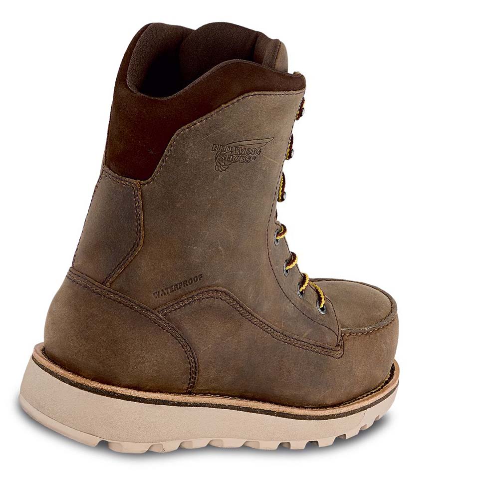 Red Wing Traction Tred Lite 8-inch Sikkerheds Tå Vandtætte Støvler Herre Brune | DK55PJJ