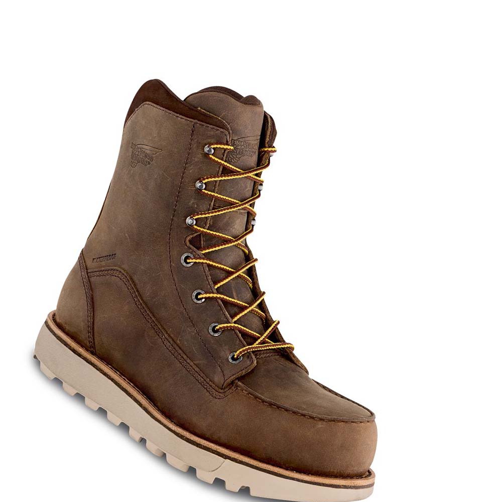 Red Wing Traction Tred Lite 8-inch Sikkerheds Tå Vandtætte Støvler Herre Brune | DK55PJJ