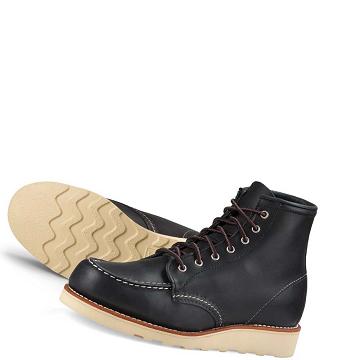 Red Wing 6-Inch Classic Moc Heritage Kort in Boundary Læder Støvler Dame Sort | DK134OKI